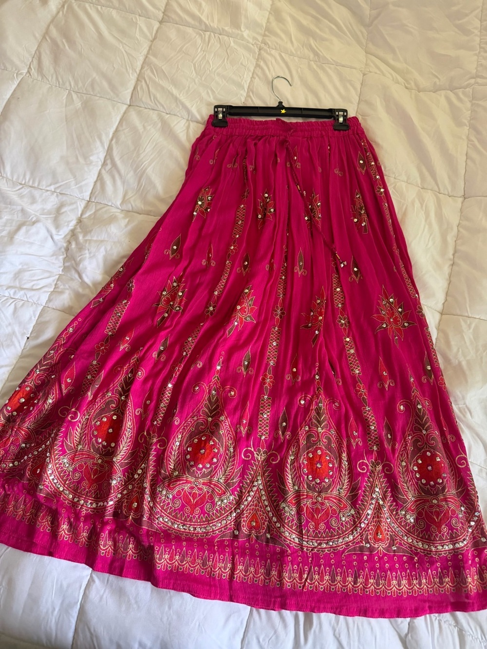 Women's Pink Embellished and embroidered Jaipuri Maxi Skirt - Picture 2 of 6